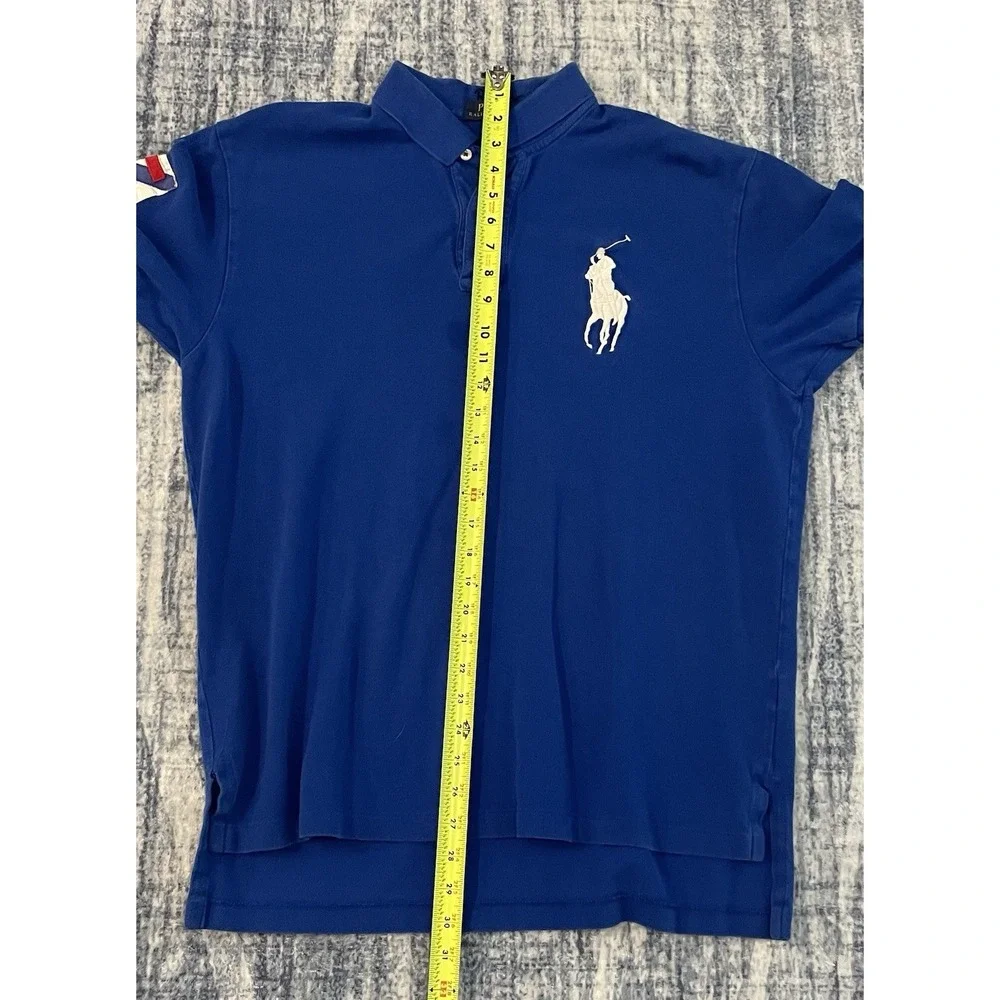 Polo Ralph Lauren Polo Shirt Mens Large Blue White Pony 5 Golf Rugby *READ